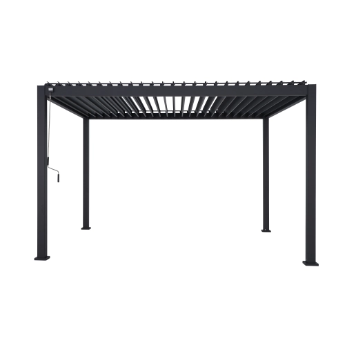 Zestaw Pergola ogrodowa tarasowa MIRADOR 80 Solid 3 x 4 m Antracyt + Roleta 3 m